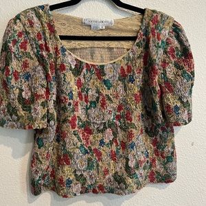 Norma Walters floral‎ vintage 100% silk top